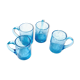 Four Biot glass mugs blue bubbled glass
