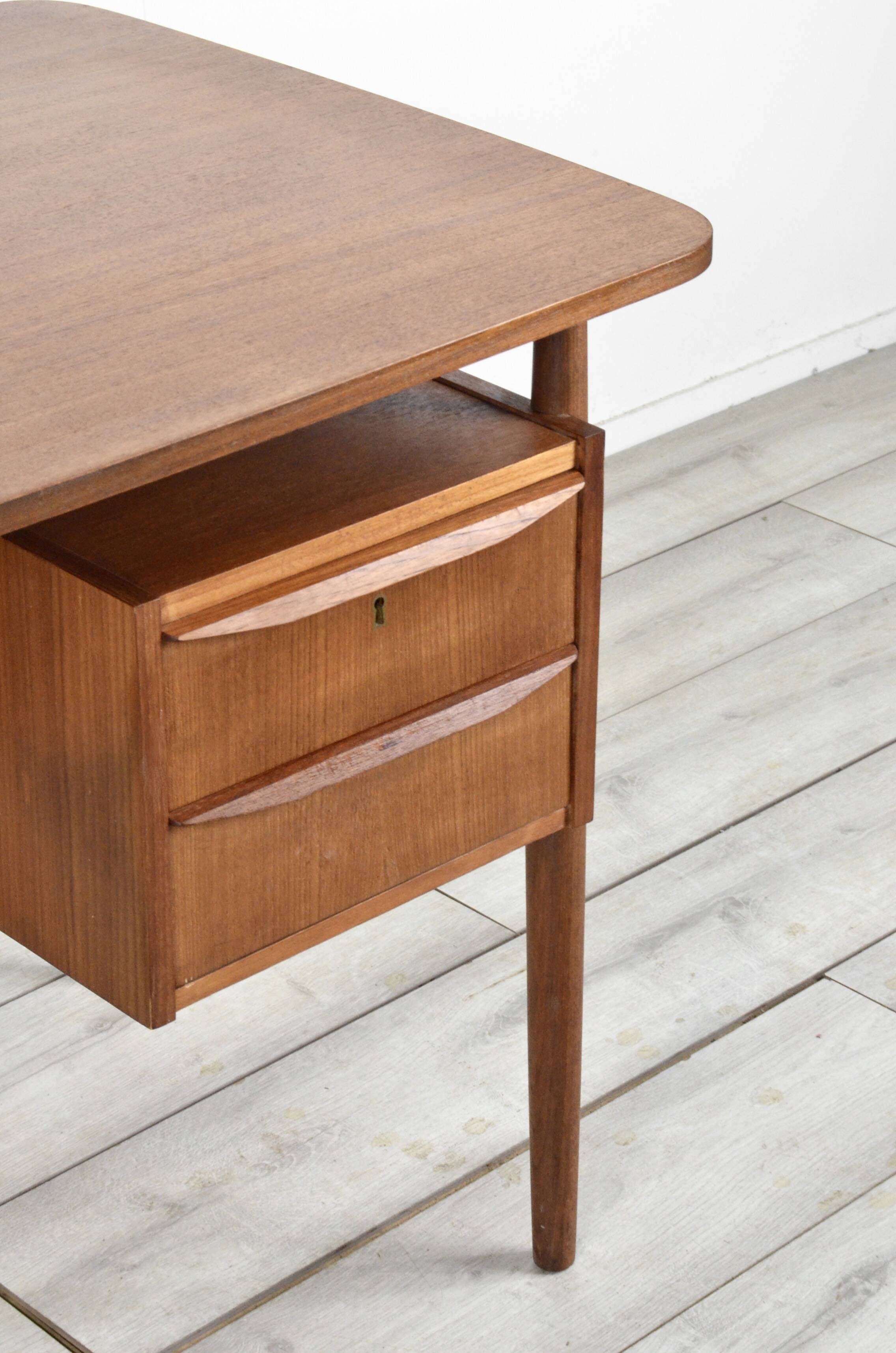 Midcentury Danish Teak Desk By Gunnar Nielsen For Tibergaard.