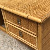 Vintage desk in bamboo, rattan and brass from Dal Vera, Italy 1970s