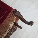 1960s, Danish 2-seater sofa, red furniture velour, ash wood legs.