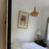 Vintage 1960s mirror, asymmetrical, gold-black rearview mirror - 71 x 36 cm