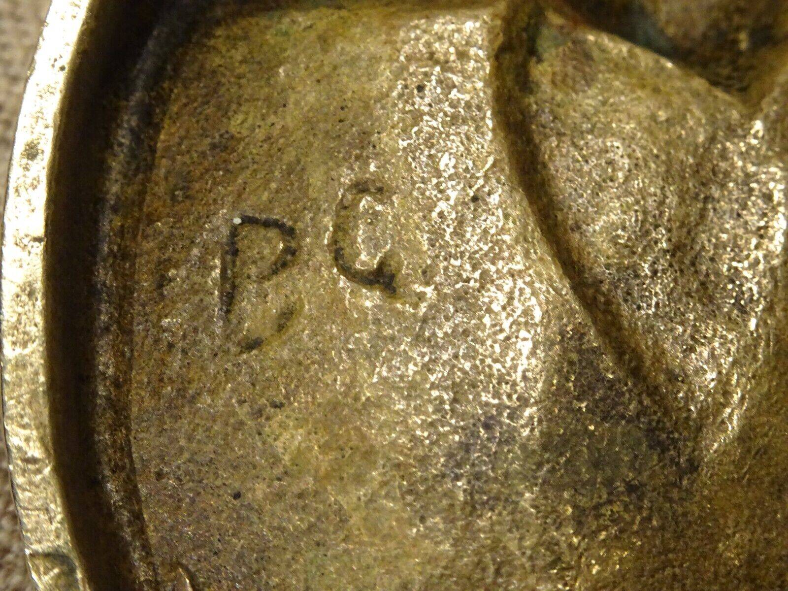 Old bronze cup empty pocket with apple apple tree fruit decoration Ø 9.5 cm