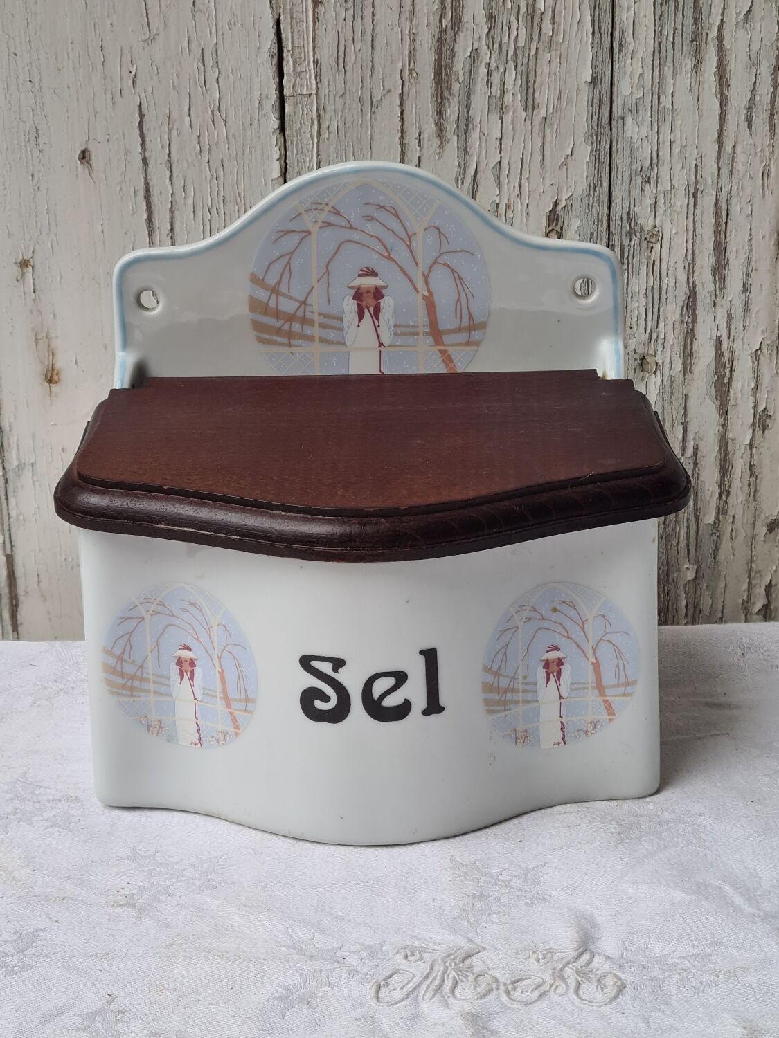 Vintage ceramic salt box