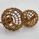 Pair of bamboo rattan lantern wall lights. 50s 60s