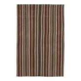 Tapis kilim vintage turc Oushak fait à la main en laine et coton marron 136x214