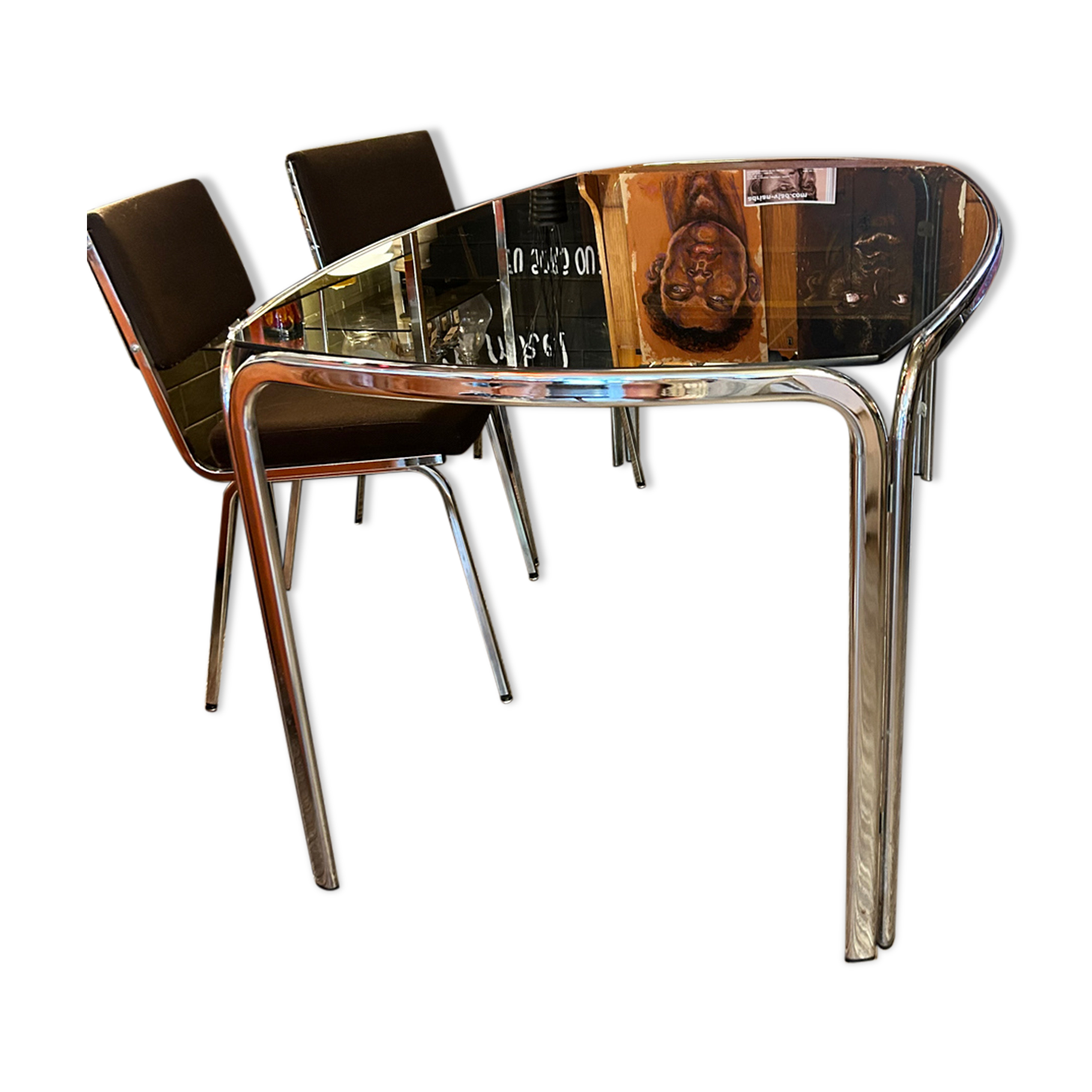 Chromed dining table