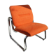 The 1970s orange armchair fabric and chrome metal
