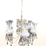 French-style silver chandelier with Swarovski crystal pendants, 1980