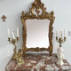 Antique mirror in stuccoed and gilded wood - rocaille style - France 50x86cm