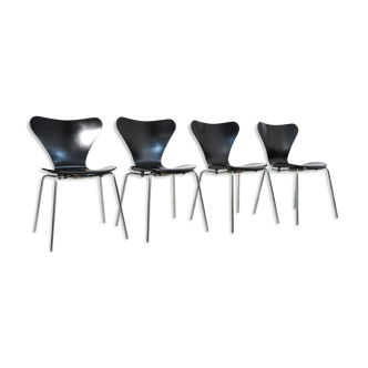 Set of 4 butterfly chairs 3107 by Arne Jacobsen for Fritz Hansen, 1976 Denmark