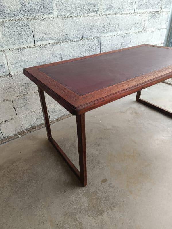 bureau anglais bois cuir et acier recyclé
