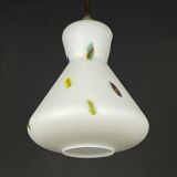 Mid-century Murano opaline glass pendant lamp by Stilnovo, 1950s.