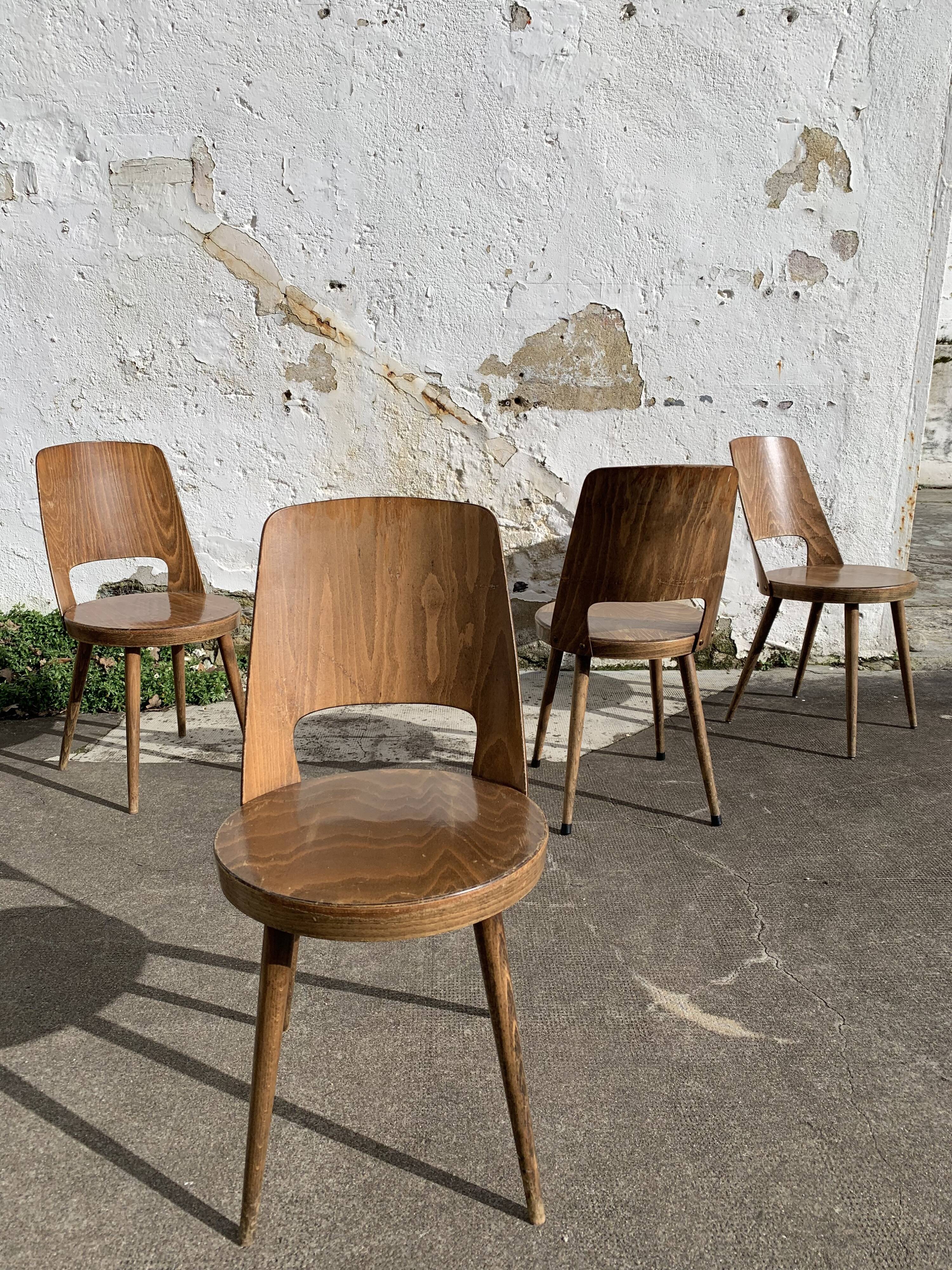 Ensemble de 4 chaises de bistrot baumann