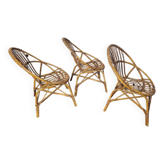 3 rattan armchairs from the 70s