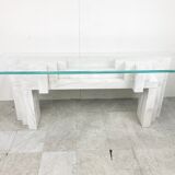 Vintage white marble console table Italy, 1980s