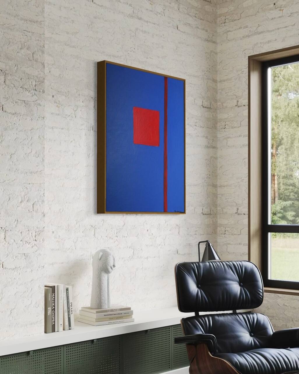 That blue 100x80cm canvas signed.