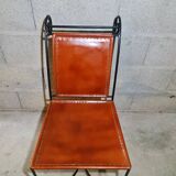 4 leather and wrought iron chairs
