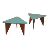 Unique pair of triangular coffee or side tables, 1960s