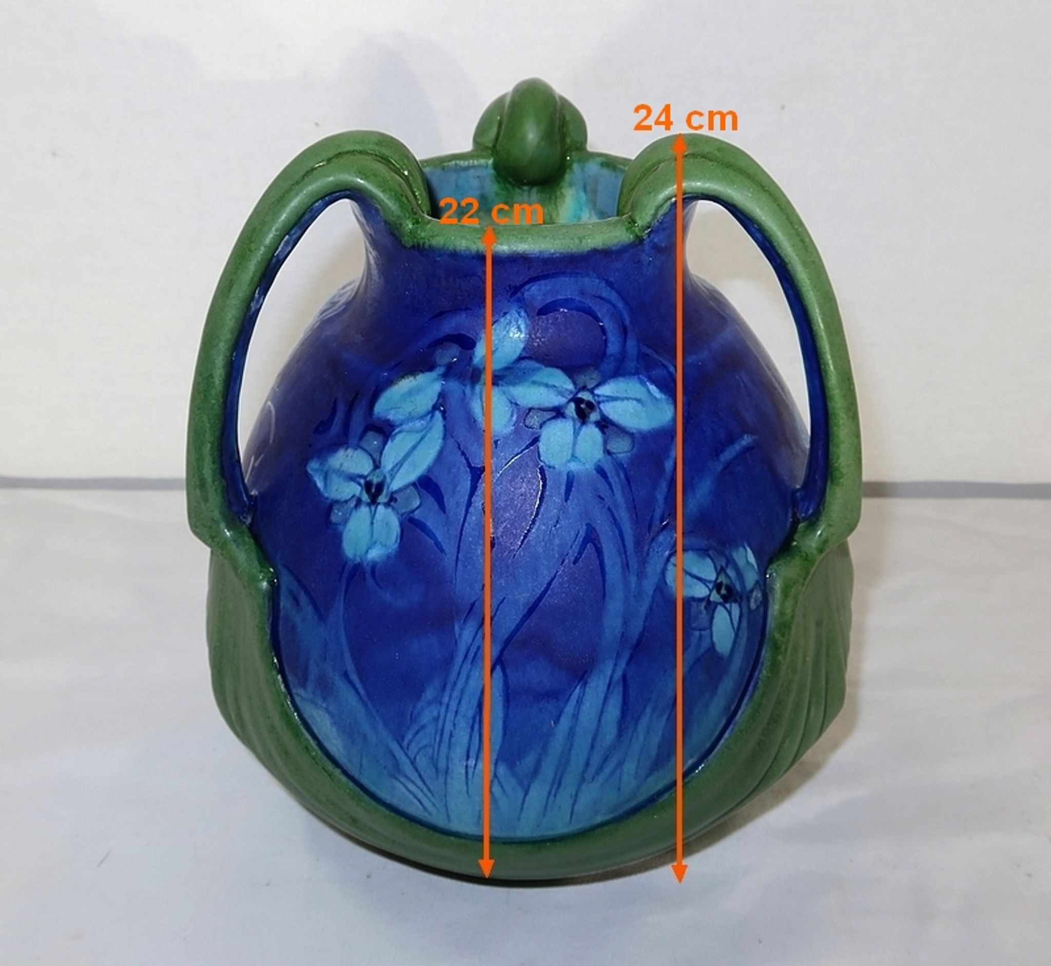 Vase en grès émaillé, à décor floral, signé e. lachenal – fin xixe