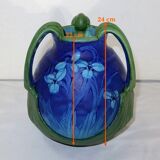 Vase en grès émaillé, à décor floral, signé e. lachenal – fin xixe
