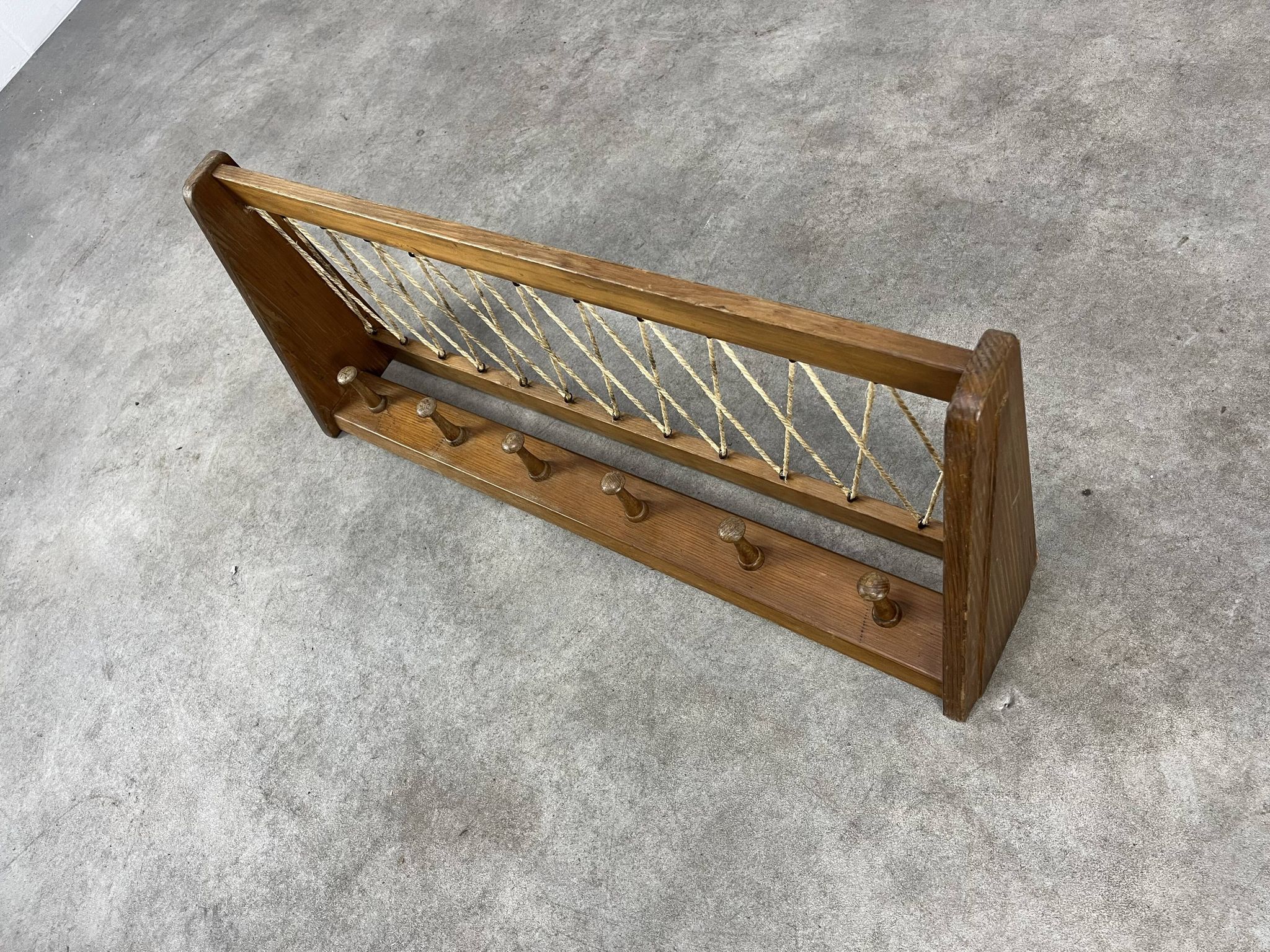 Portemanteau mural vintage bois 6 crochets style chalet