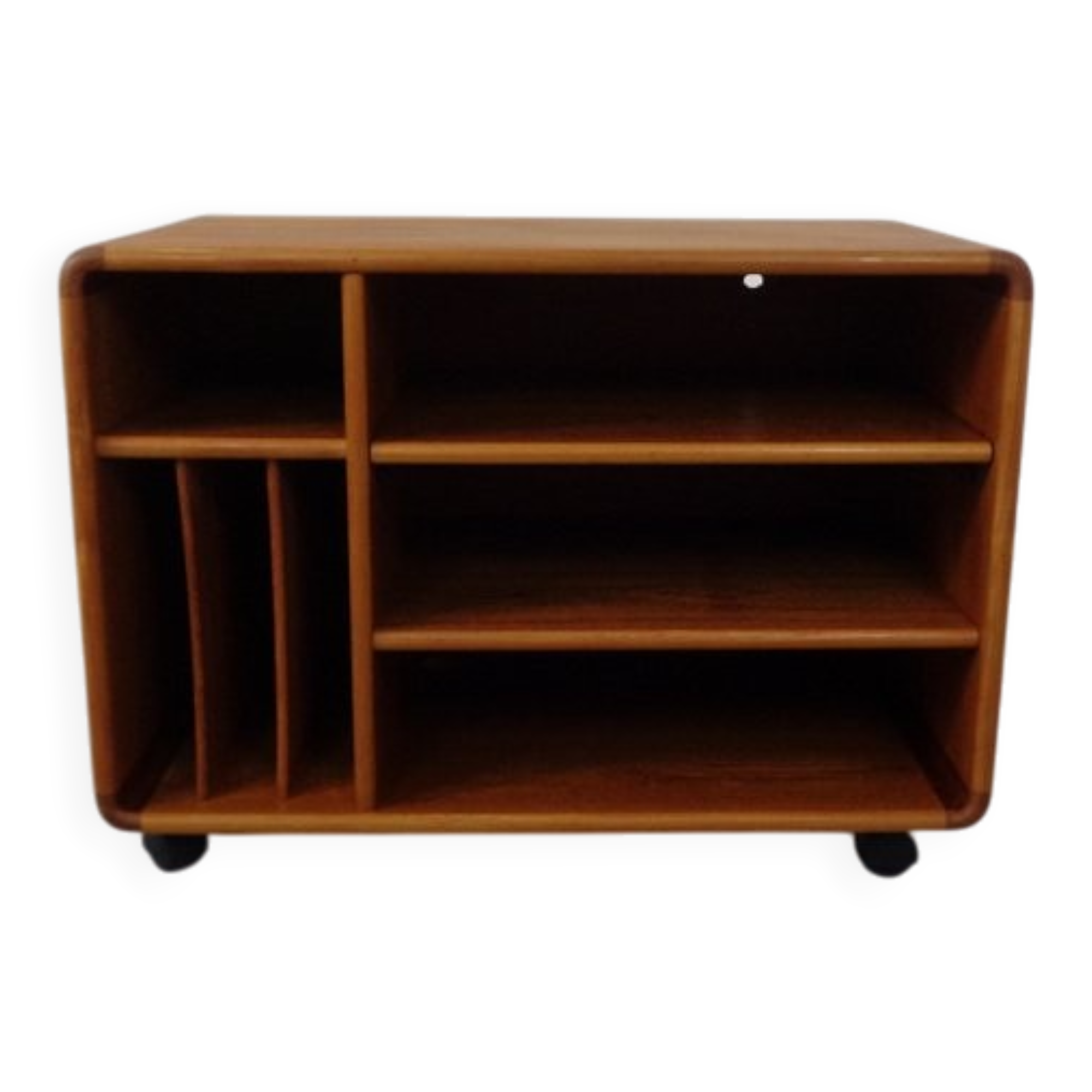 Small rollable teak media sideboard from Dyrlund, 1970s