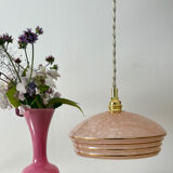 Vintage pink and gold clichy glass lampshade pendant light
