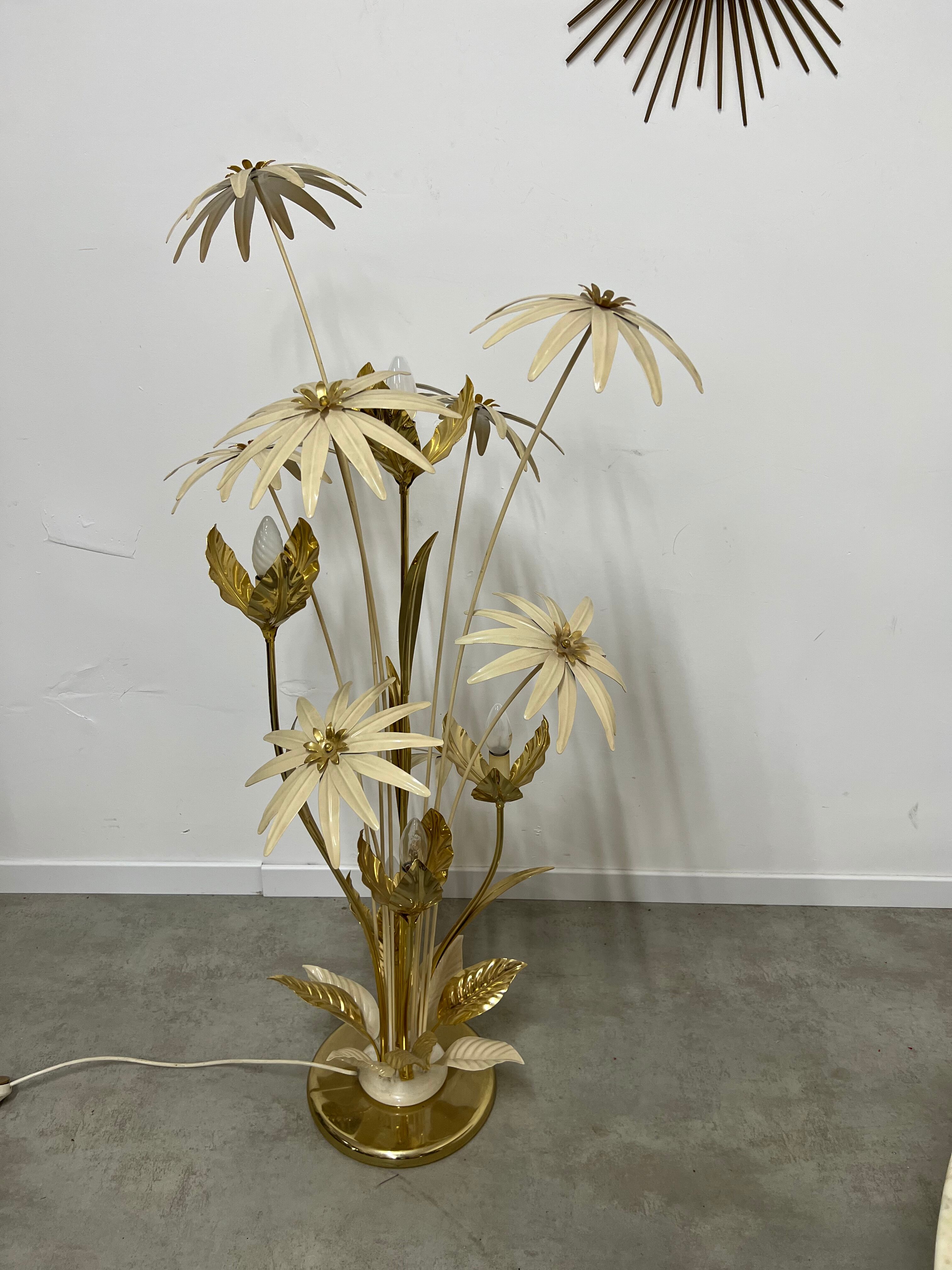 Floor lamp flower metal Design Hans Kögl Scandinavian vintage 5 burners