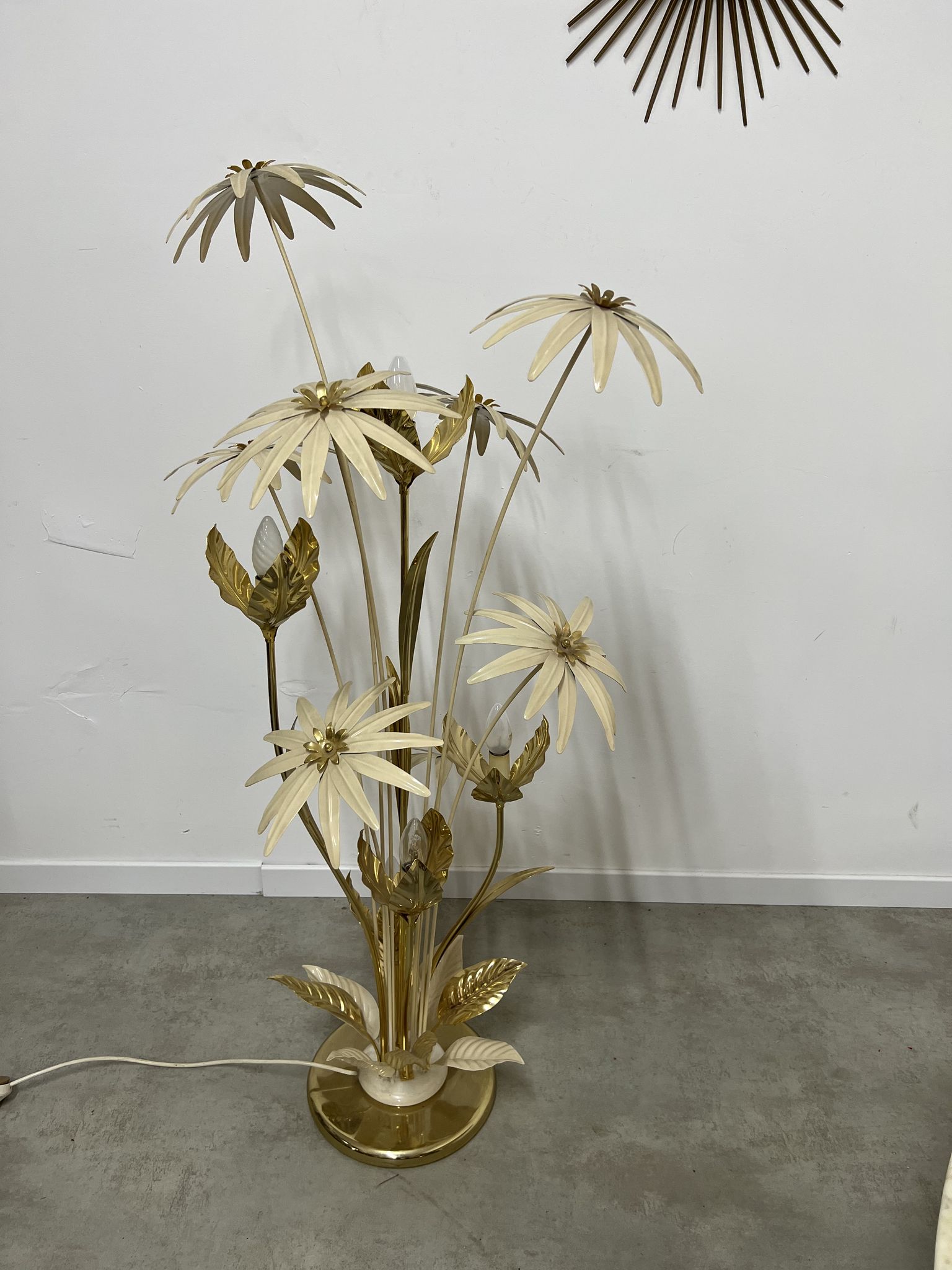 Floor lamp flower metal Design Hans Kögl Scandinavian vintage 5 burners