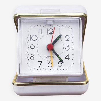 Small white travel alarm clock Germany 1990s.