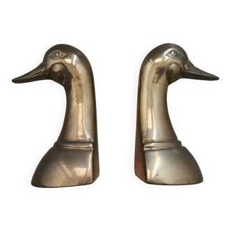Serre livres canard en laiton