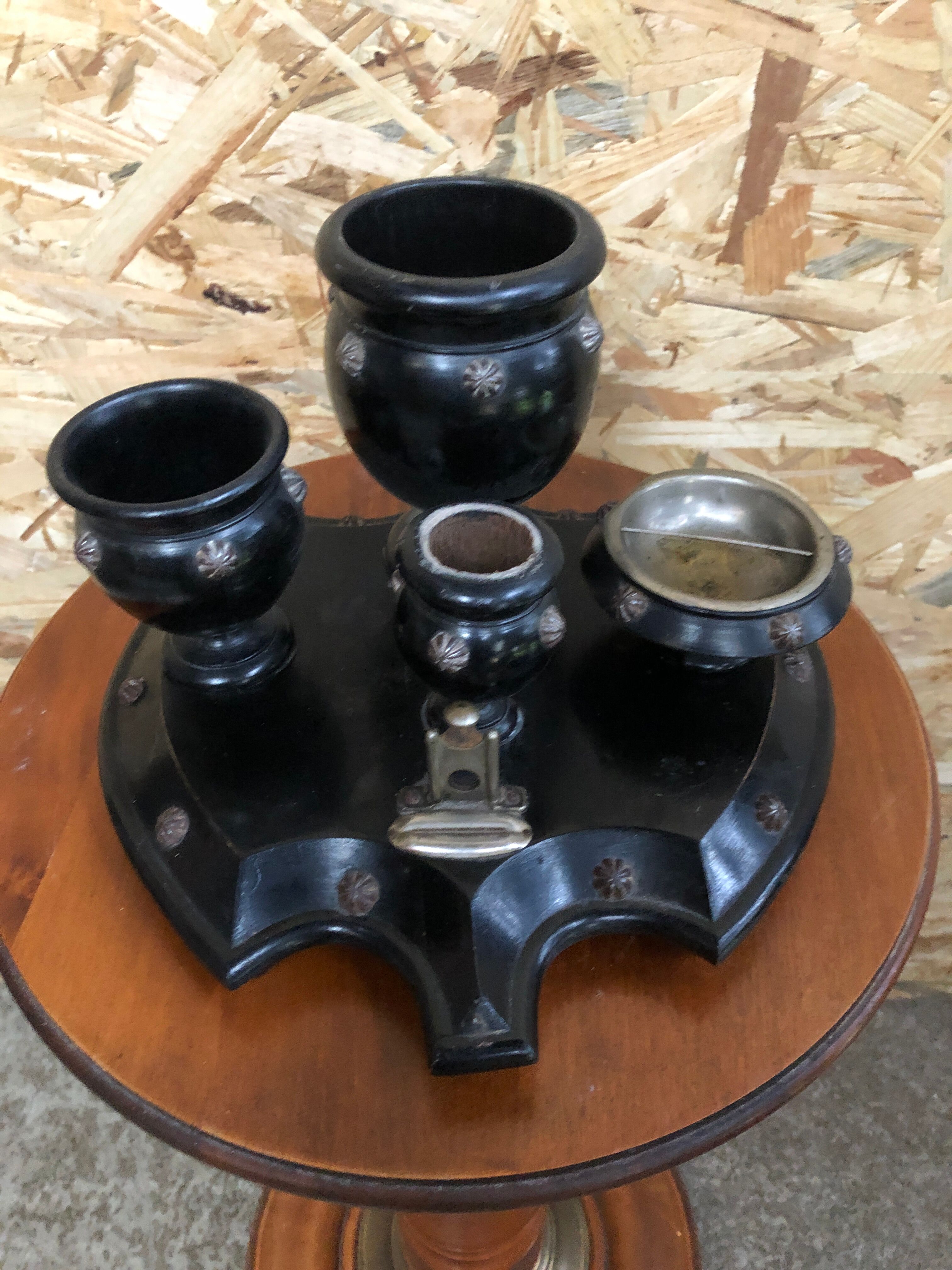 Old napoleon smoking tray 3 wood badge