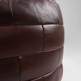 Pouf ottoman en cuir patchwork français vintage, années 1960