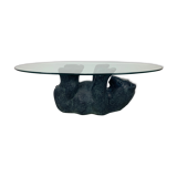 Bear coffee table, vintage glass top