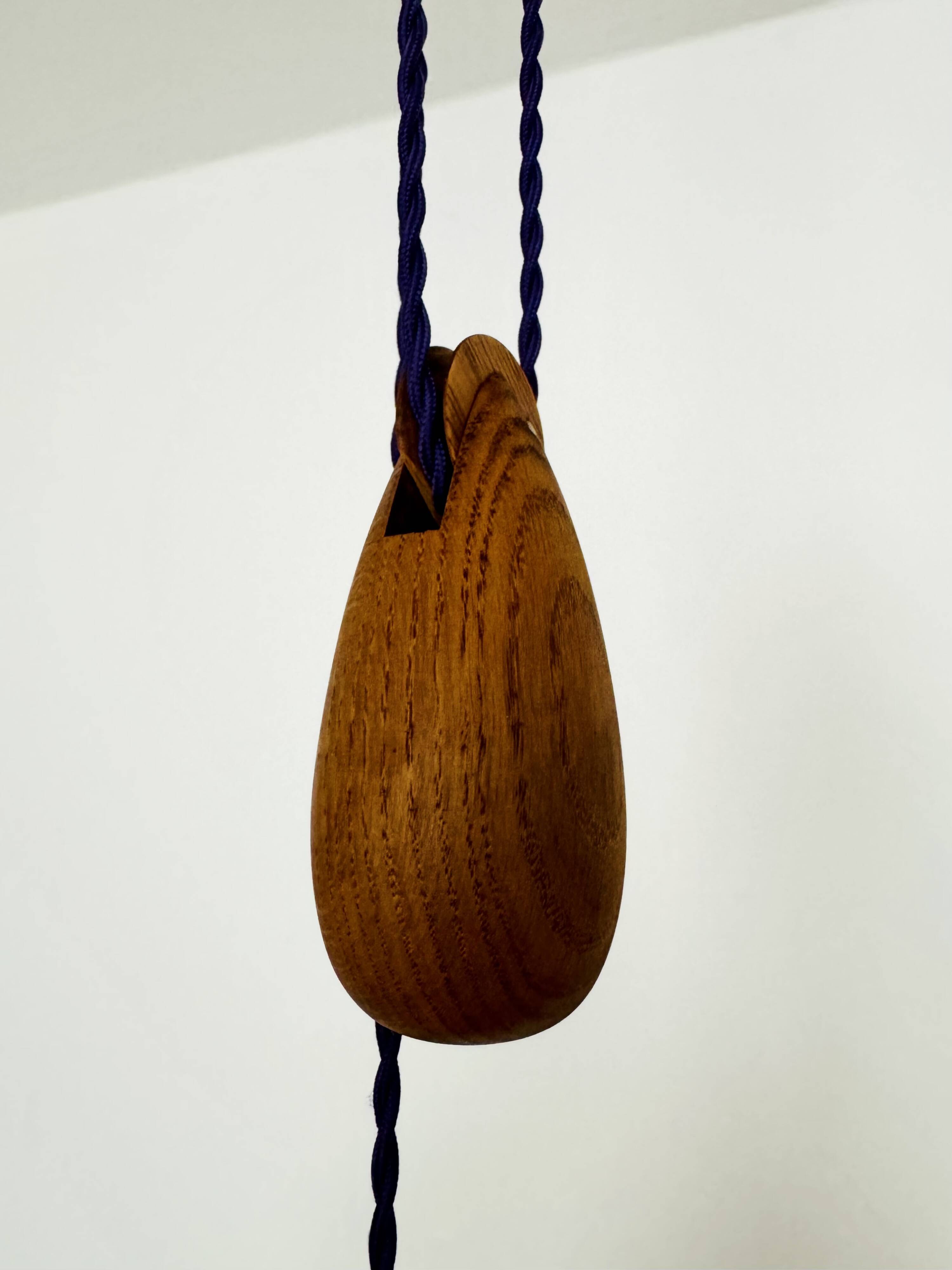 Oak Pendant Lamp with Counterweight by Uno and Östen Kristiansson