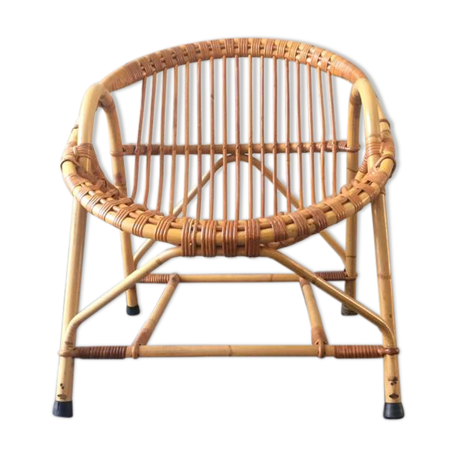 Vintage rattan basket armchair