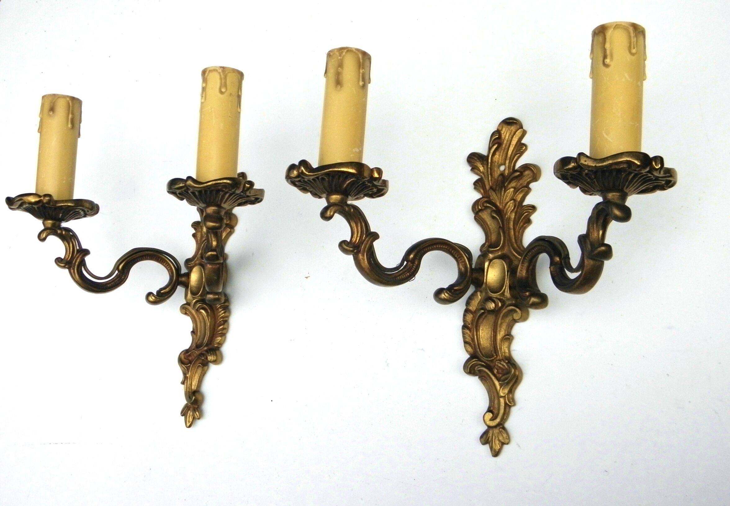 Pair of gold brass sconces