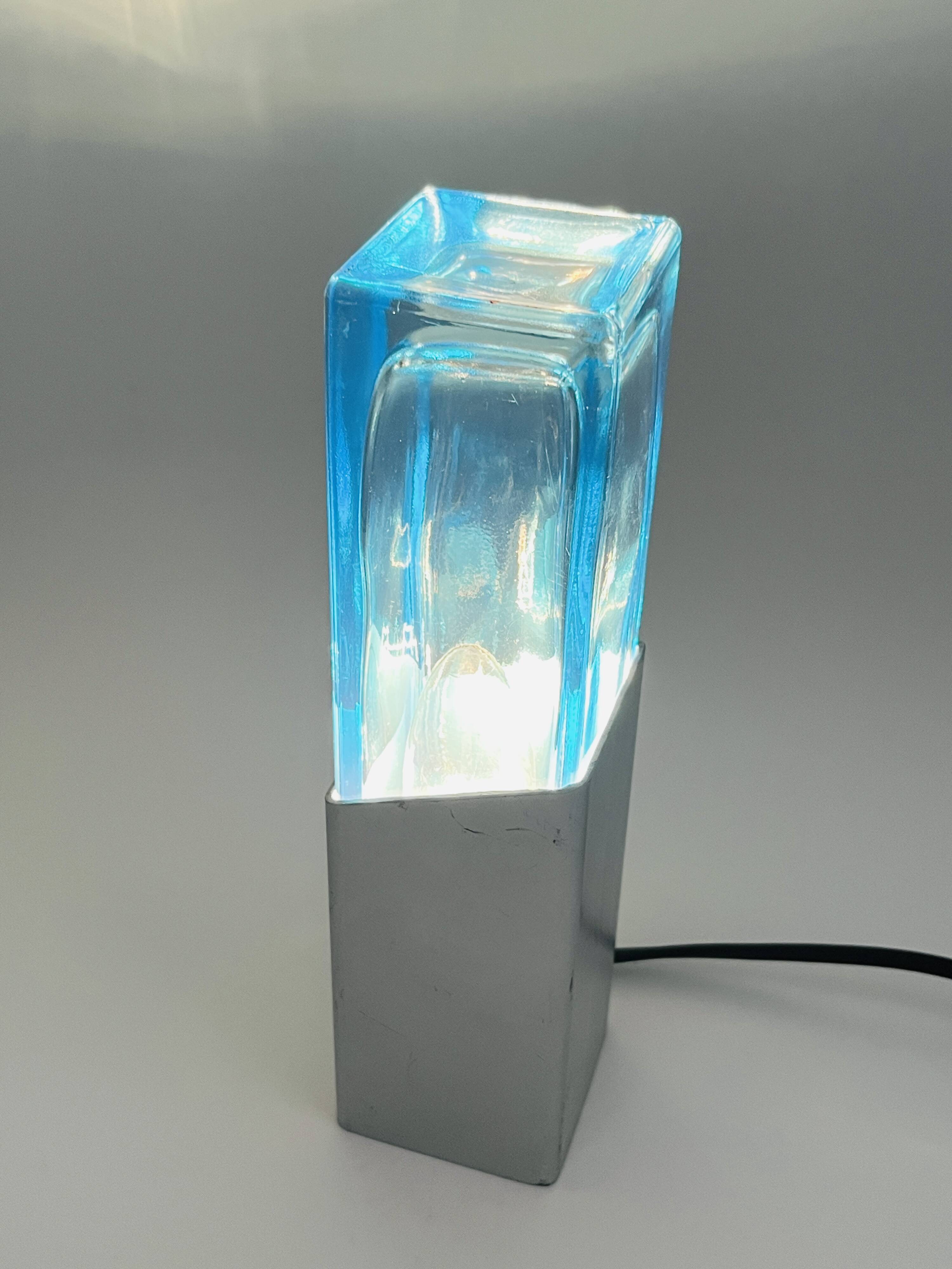 Space Age Glass Block Lamp Murano 1970