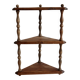 Vintage wooden corner wall shelf with 3 levels – Turned wooden supports
