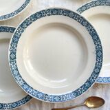 6 assiettes creuses terre de fer bleu longchamp modèle « rené »