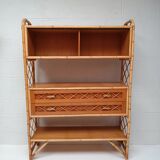 Bibliotheque étagère rotin vintage