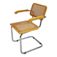 Tubular frame and cane cantilever dining chair, italy, 1970s