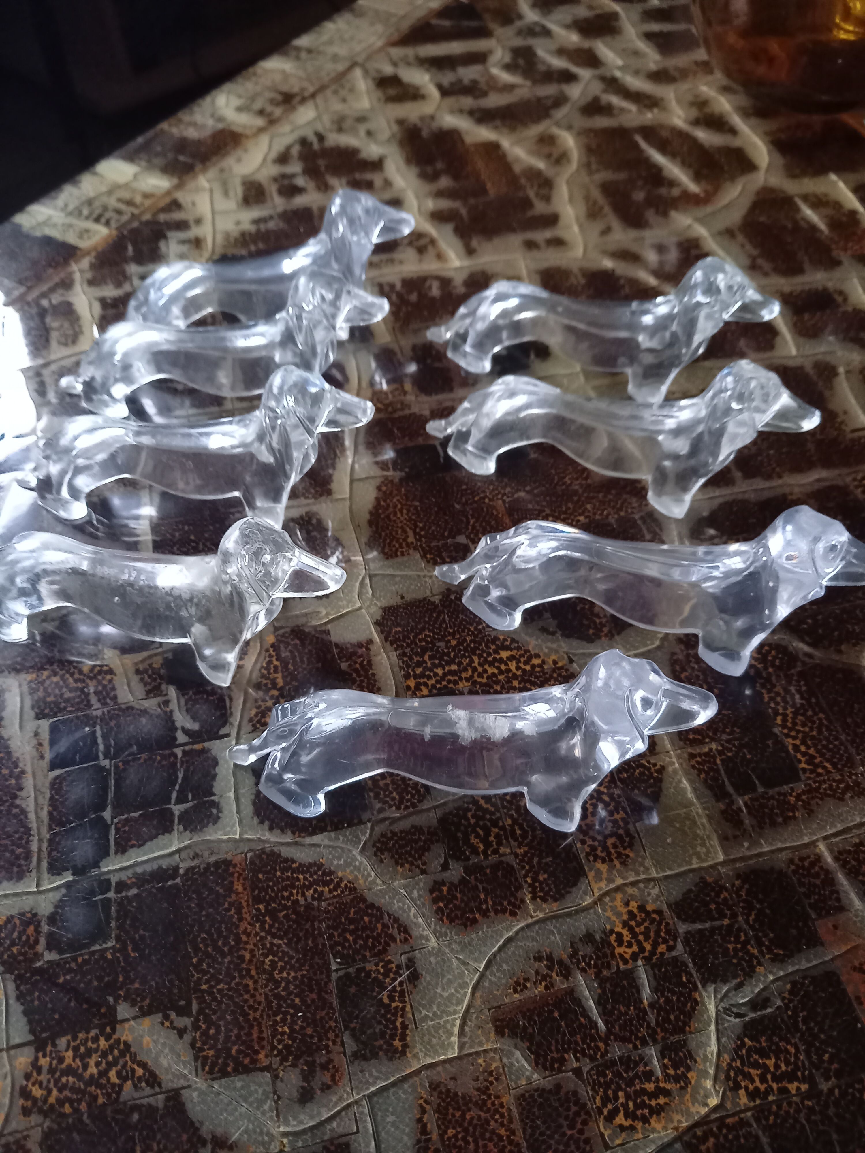 Lot 8 knife holders "dachshund" dog celluloid vintage 70