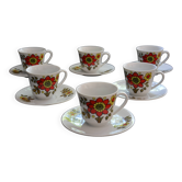 6 floral cups and saucers Bavaria West Germany