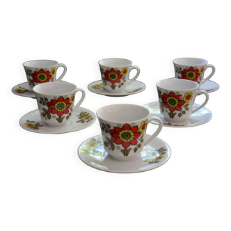 6 floral cups and saucers Bavaria West Germany