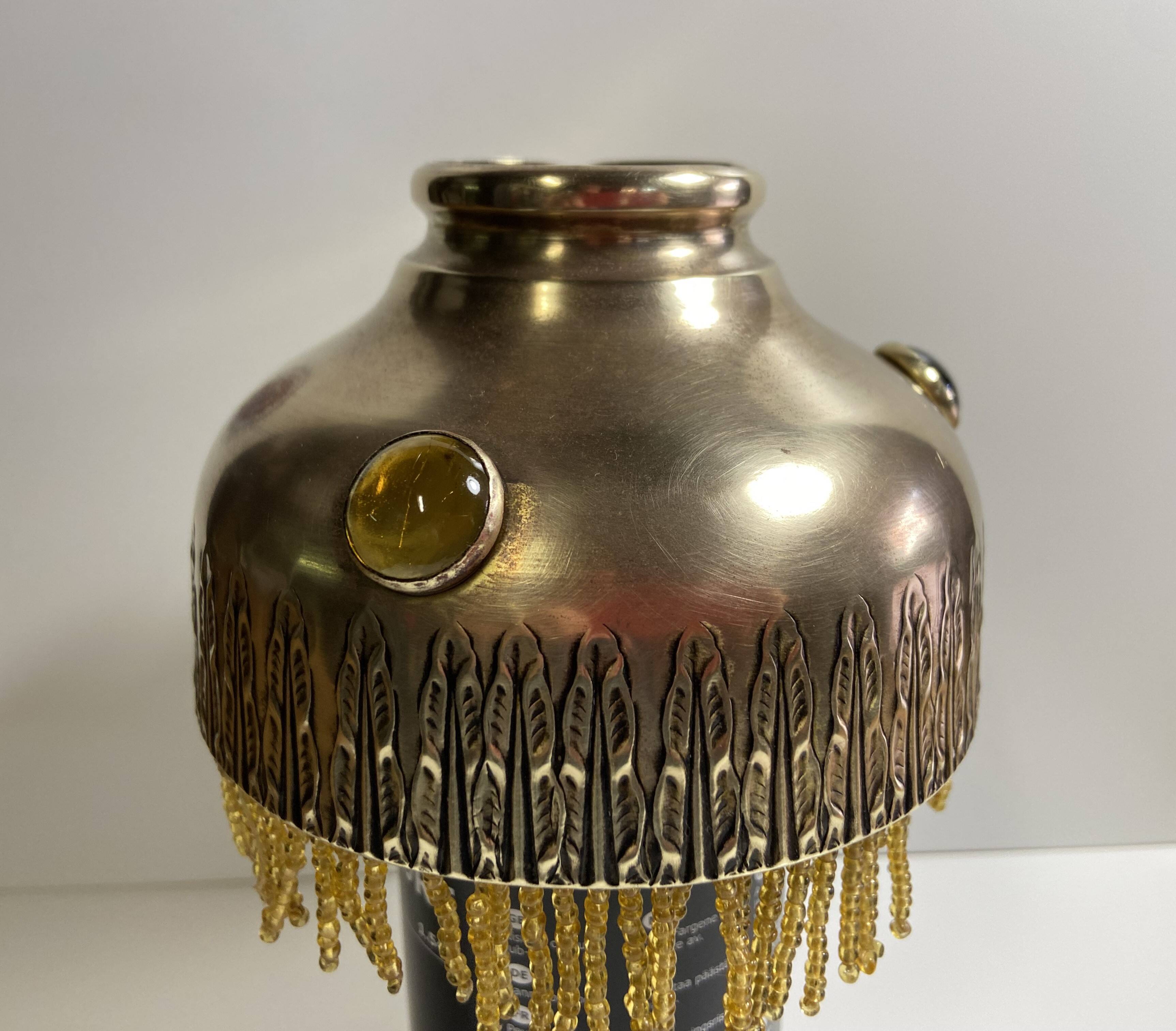 Antique Parisian Lampshade Hat 1900 Brass Cabochons Tassels