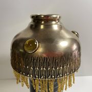 Antique Parisian Lampshade Hat 1900 Brass Cabochons Tassels