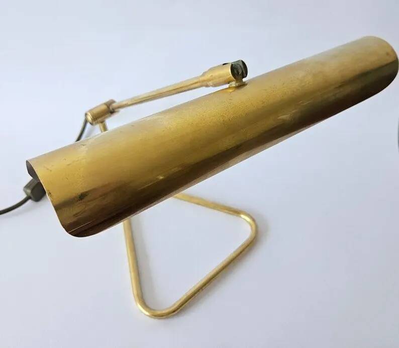 Rare Midcentury Brass Table or Desk Lamp OMI, Office or Bank, Germany, 1970s