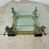 Old brass and gilded bronze table horses design from the 70s vintage Horses