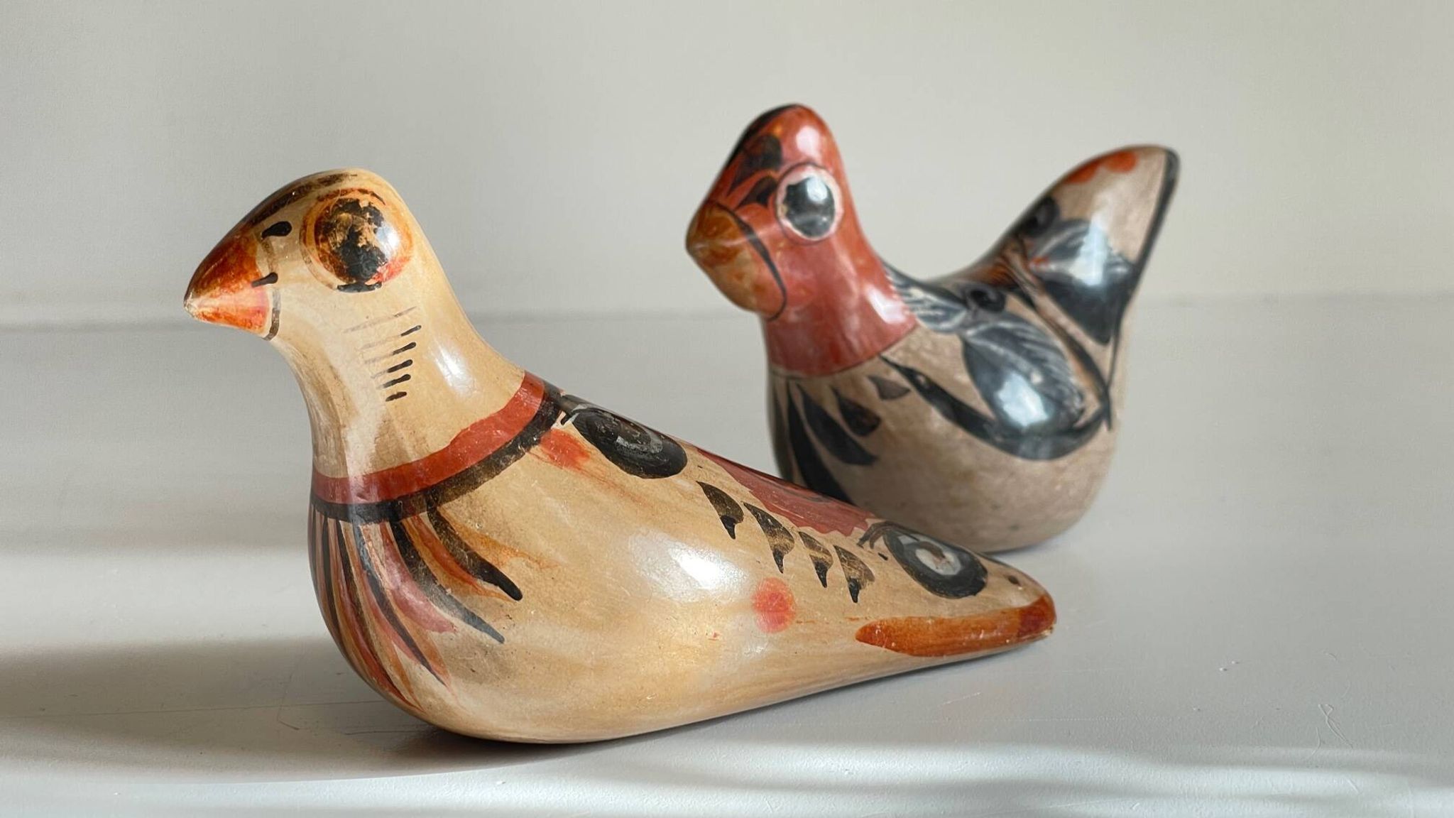 Couple OISEAUX Céramique MEXIQUE Vintage